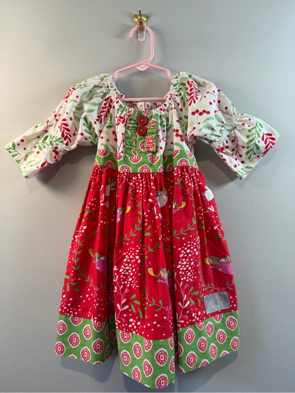 Eleanor Rose Red & Green Holiday Angel Dress Size 3-4Y